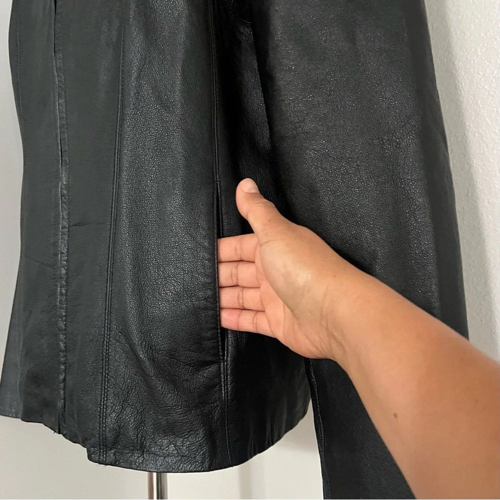 East 5th Genuine Leather Jacket Black Zip Front Lined‎ Coat Size XL